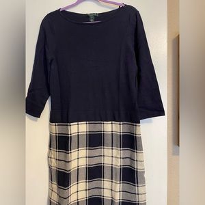 Lauren Ralph Lauren Tartan Plaid Sweater Dress Colorblock Large